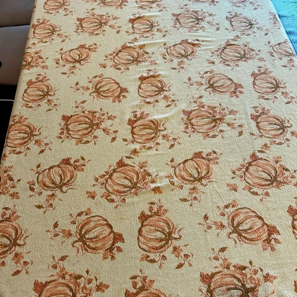 FALL TABLECLOTH Rachel Ashwell Orange Pumpkin Metallic  The Farmhouse 69” x 57”